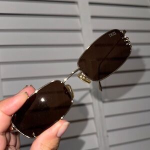 DEZI “Hooked” Gold Frame Sunglasses with Brown Lenses